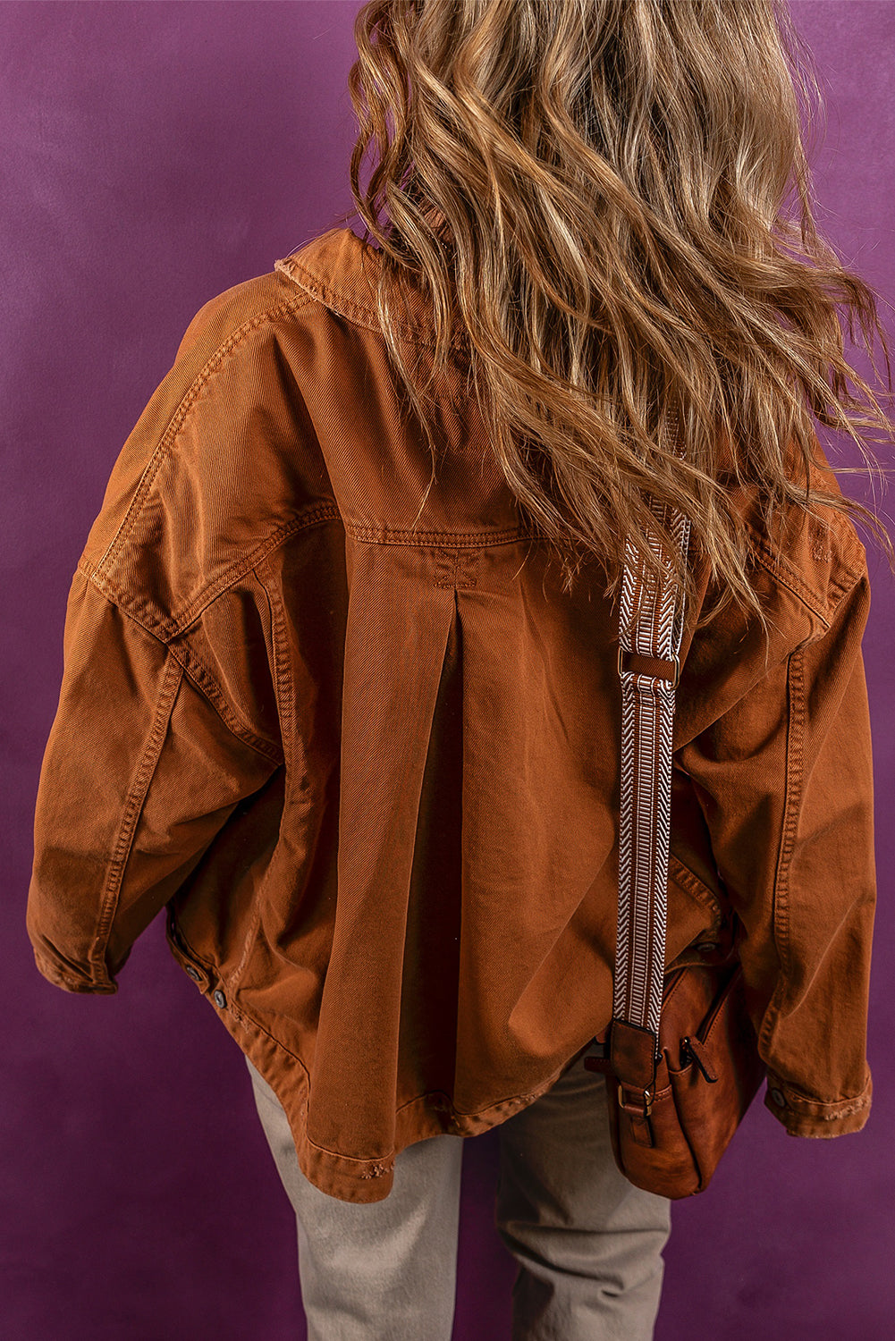 Distressed Denim Jacket - Rust Daisie Boutique