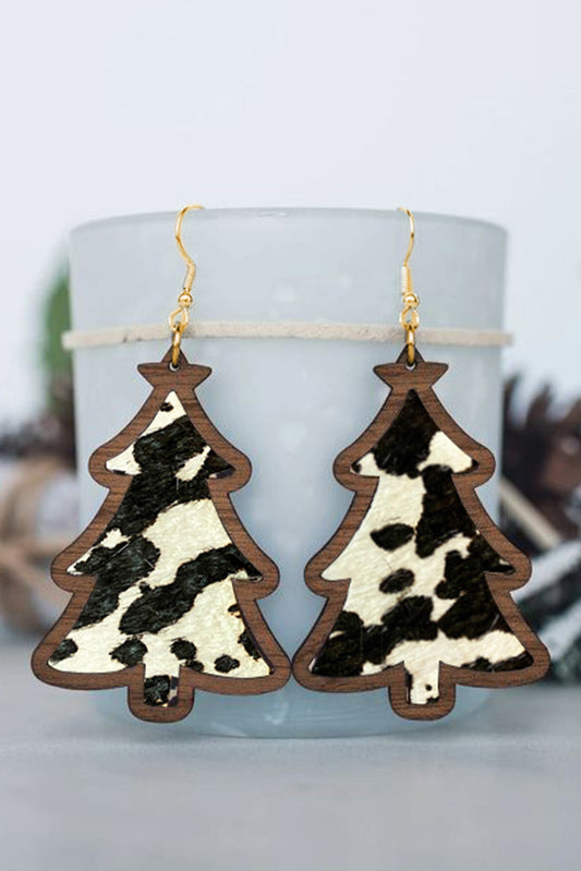 Cow Print Christmas Tree Earrings Dear-Lover Dropshipping