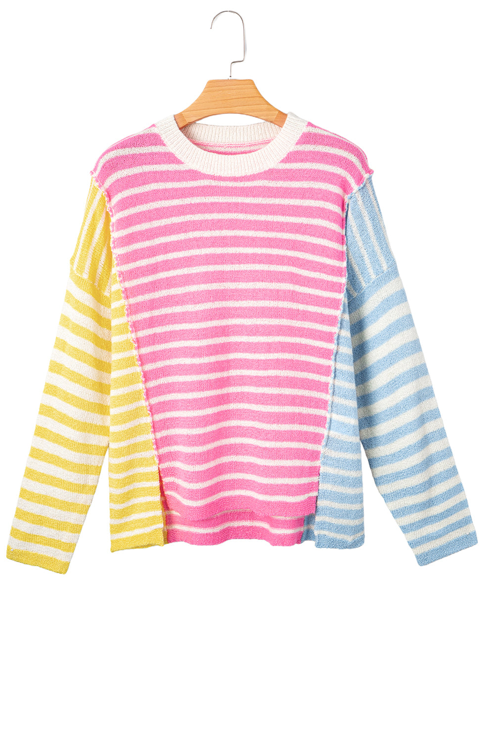 Multicolour Color Block Striped Patchwork Sweater Daisie Boutique
