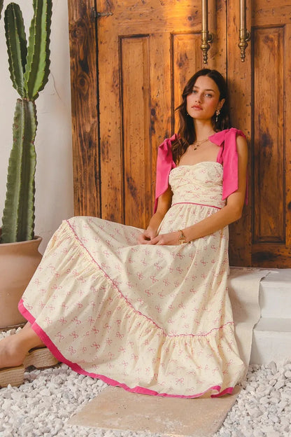 SO ME Ribbon Flowy Maxi Dress with Contrast Trim My Pampered Life Seattle