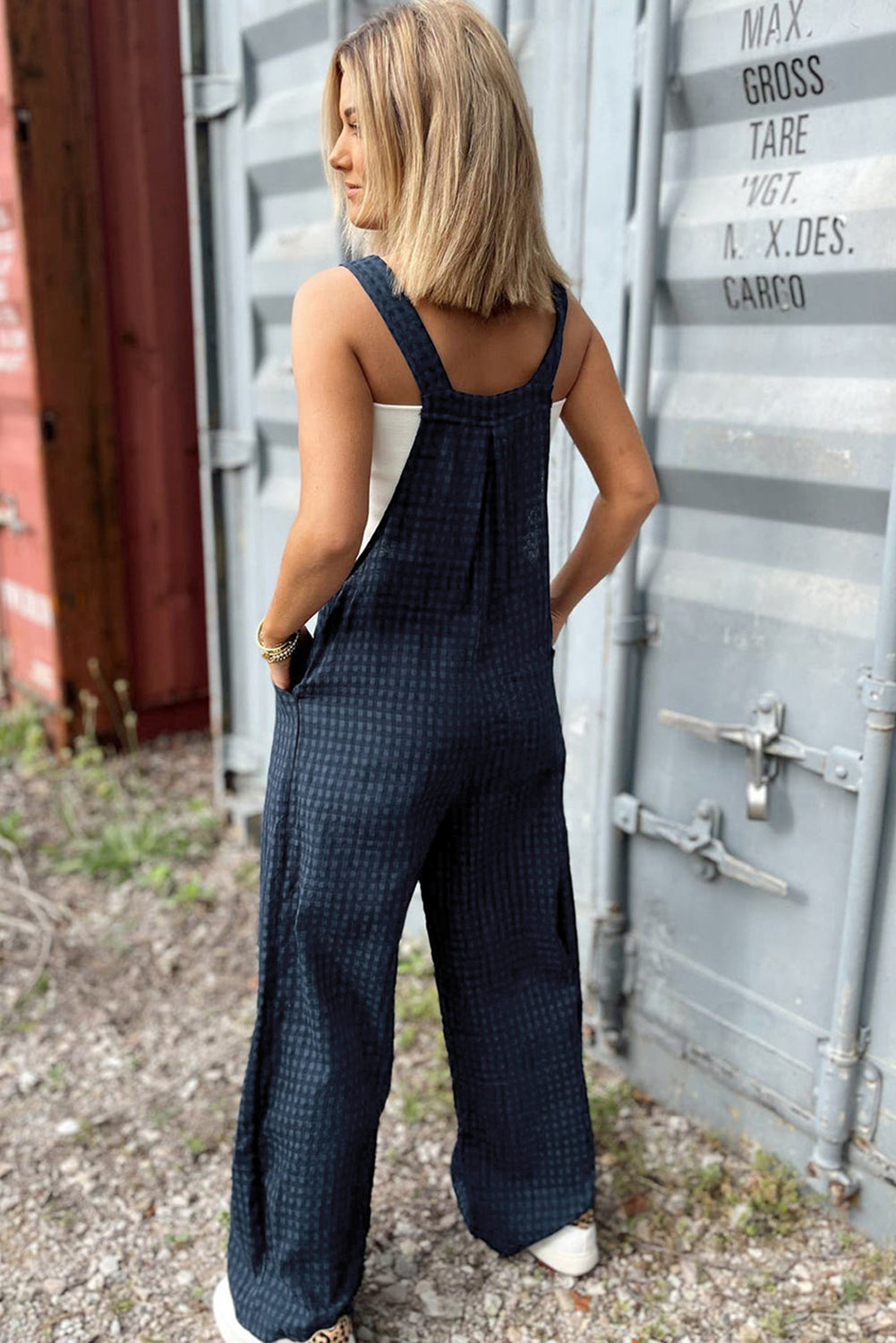 Plaid Print Buttoned with Pockets High Waist Overalls Dear-Lover Dropshipping