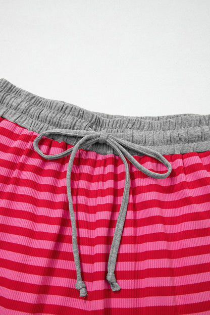 Stripe Contrast Elastic Waist Shorts Dear-Lover Dropshipping