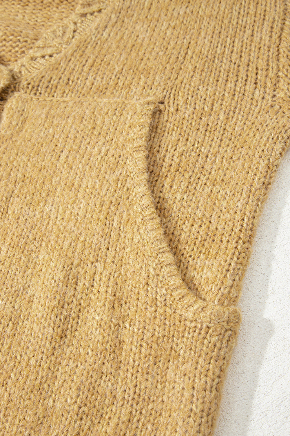 Light French Beige Lantern Sleeve Scallop V Neck Buttoned Front Cardigan Daisie Boutique