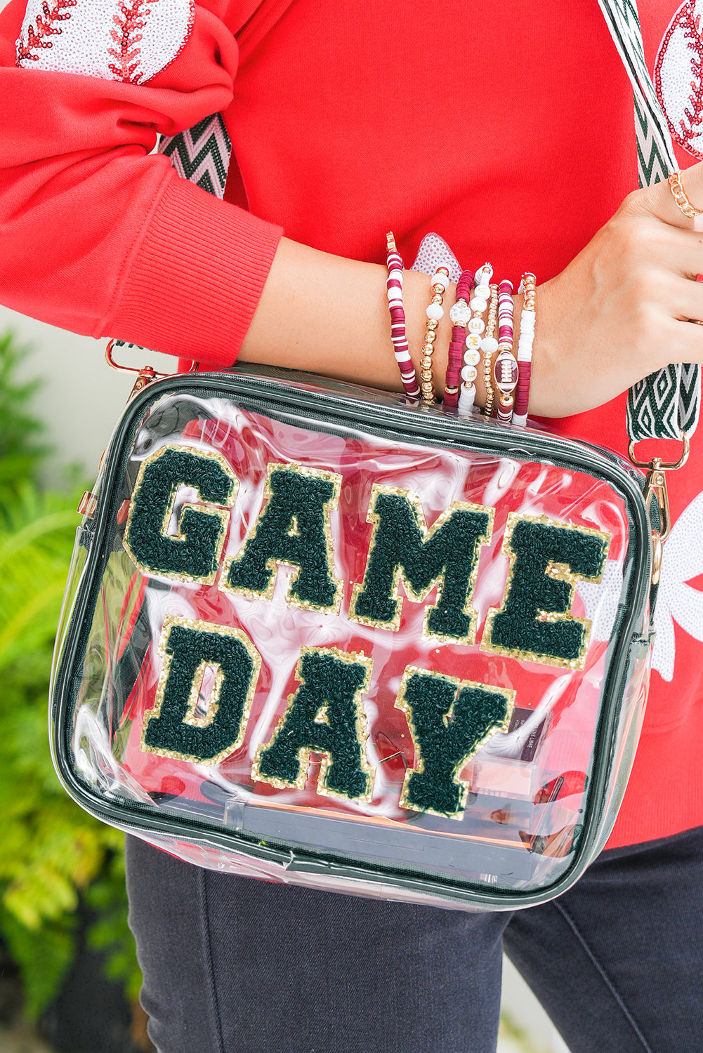 GAME DAY Chenille Shoulder Bag - Green Dear-Lover Dropshipping