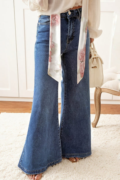Blue High Waist Button Bell Bottom Jeans Dear-Lover Dropshipping