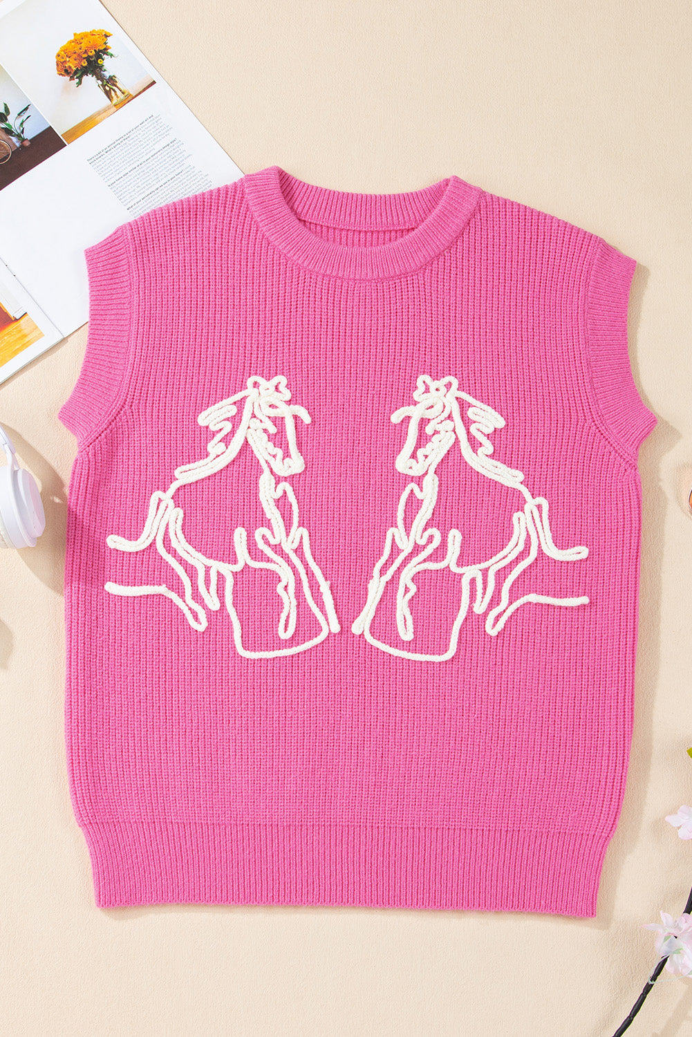 Western Horse Embroidered Round Neck Tee Daisie Boutique