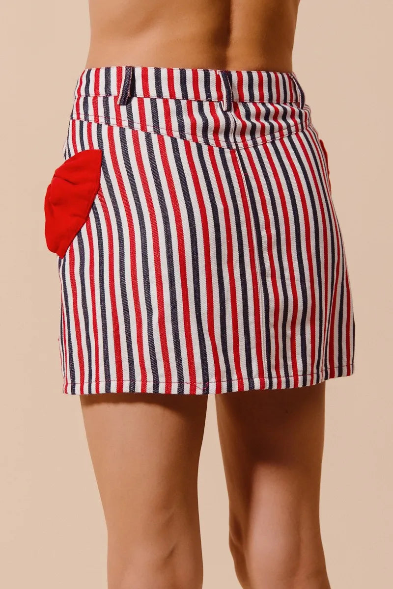 SO ME Contrast Bow Knot Pocket Fourth Of July Denim Skirt My Pampered Life Seattle