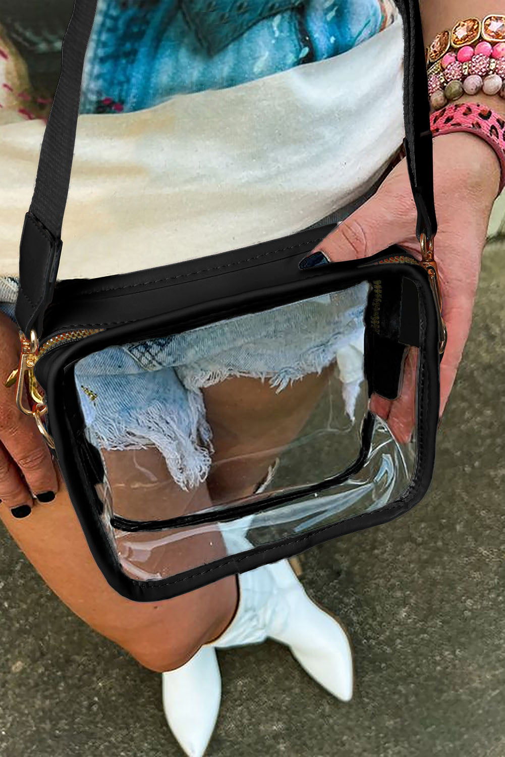 Clear PVC Leather Strap Crossbody Bag Daisie Boutique