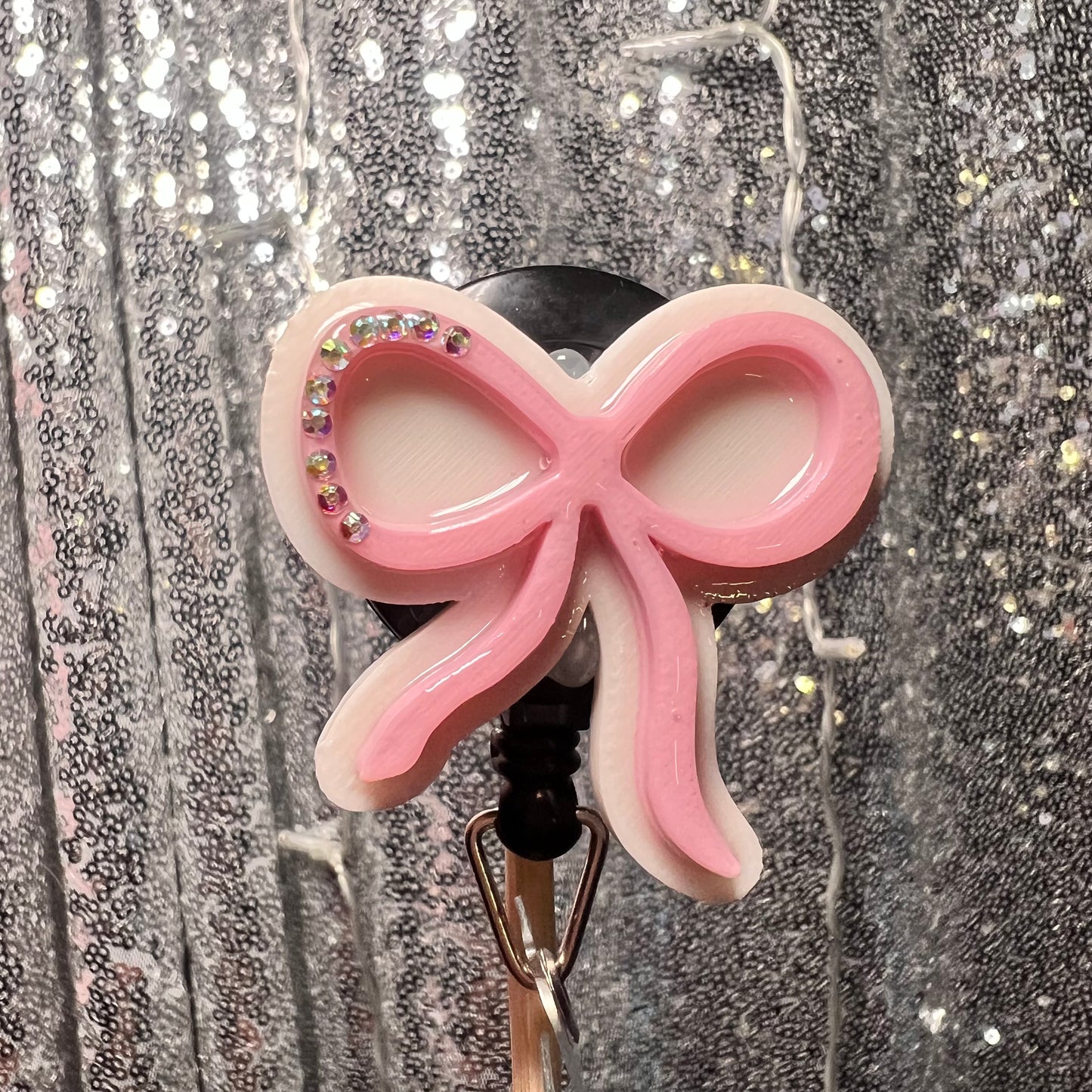 Blinged-Out Bow Badge Holder
