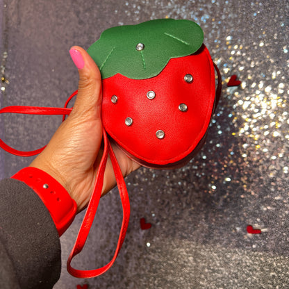 Cutie Strawberry Shaped Girls Bag with Strap