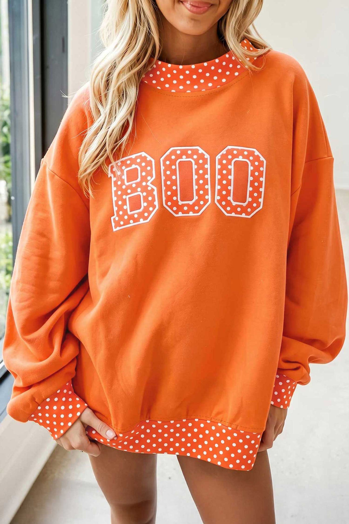 Polka Dot BOO Mock Neck Sweatshirt