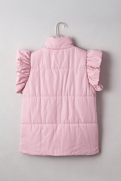 Flutter Sleeve Puffer Vest - Bubblegum Pink Dear-Lover Dropshipping