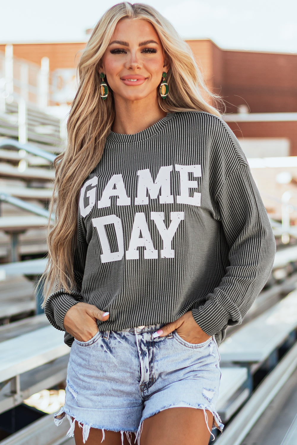 GAME DAY Graphic Long Sleeve Crewneck Tee Daisie Boutique