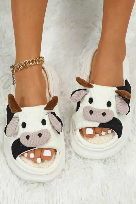 Cute Cow Pattern Open Toe Slippers Daisie Boutique