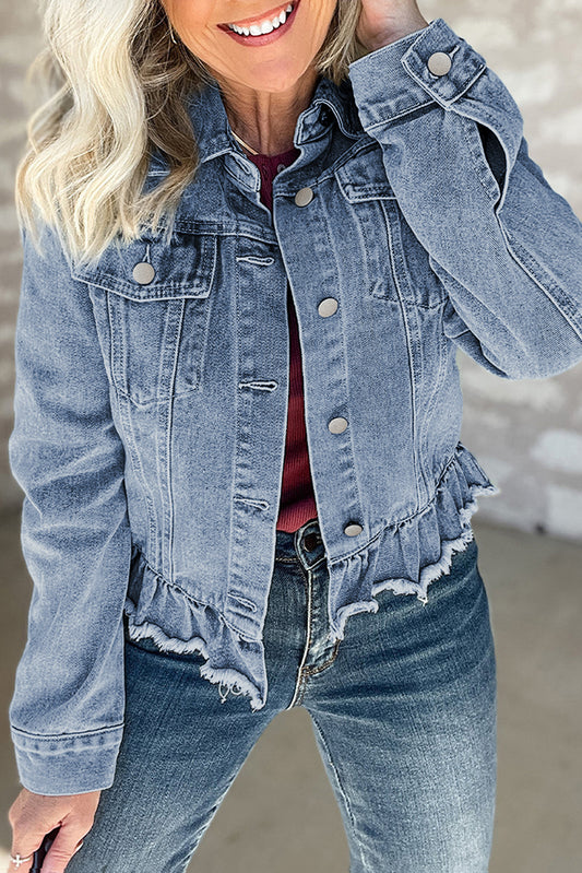 Ruffle Denim Jacket Daisie Boutique