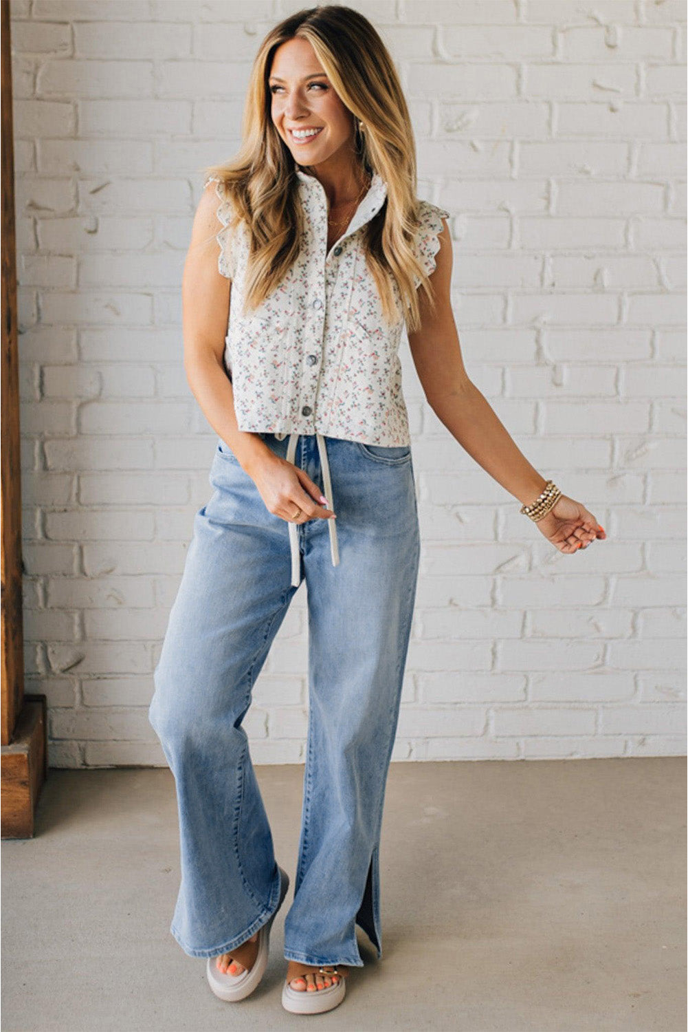 Slit Leg High Rise Drawstring Casual Jeans Dear-Lover Dropshipping