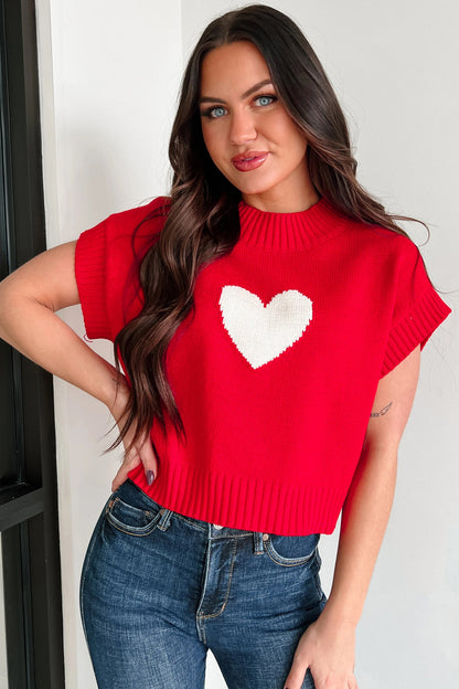 Valentine Heart Cropped Short Sleeve Sweater Dear-Lover Dropshipping