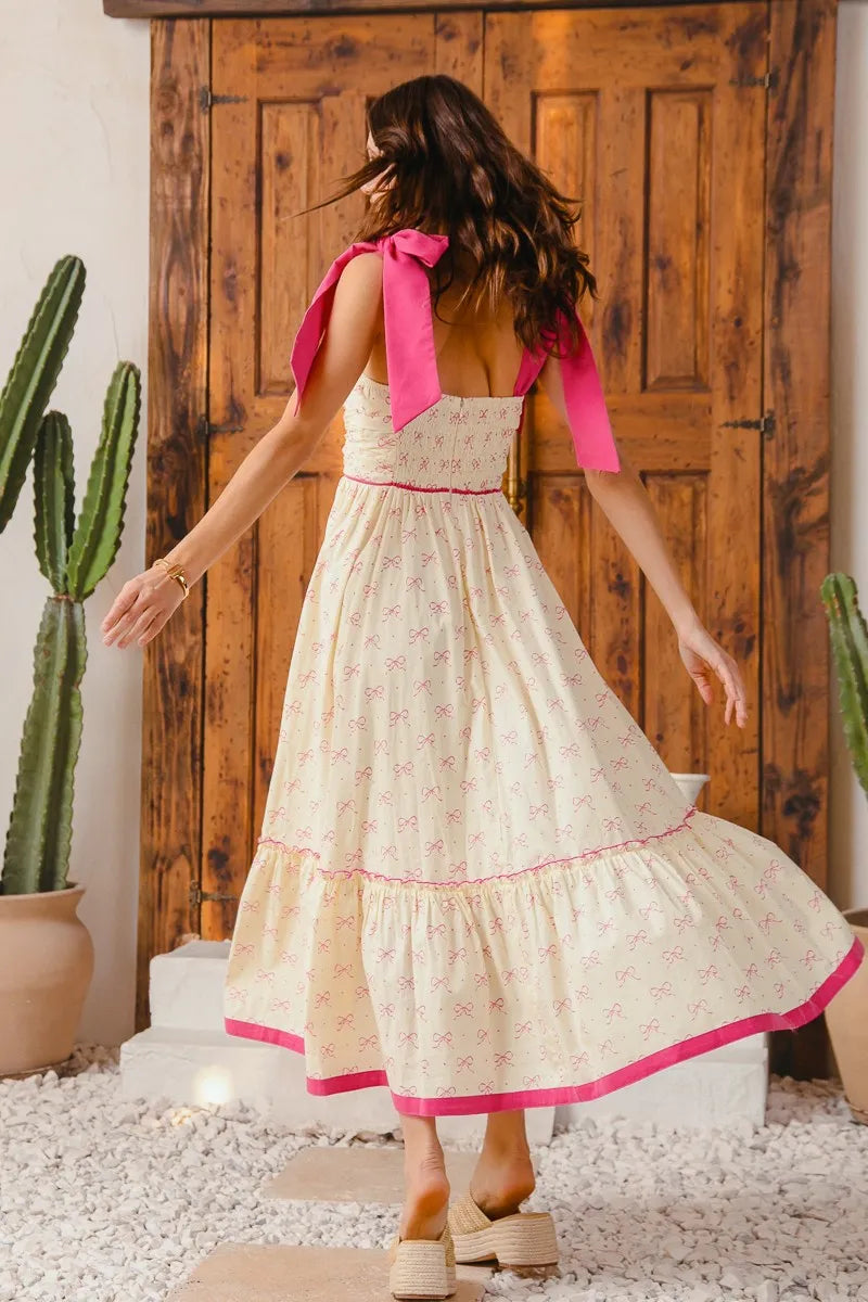 SO ME Ribbon Flowy Maxi Dress with Contrast Trim My Pampered Life Seattle
