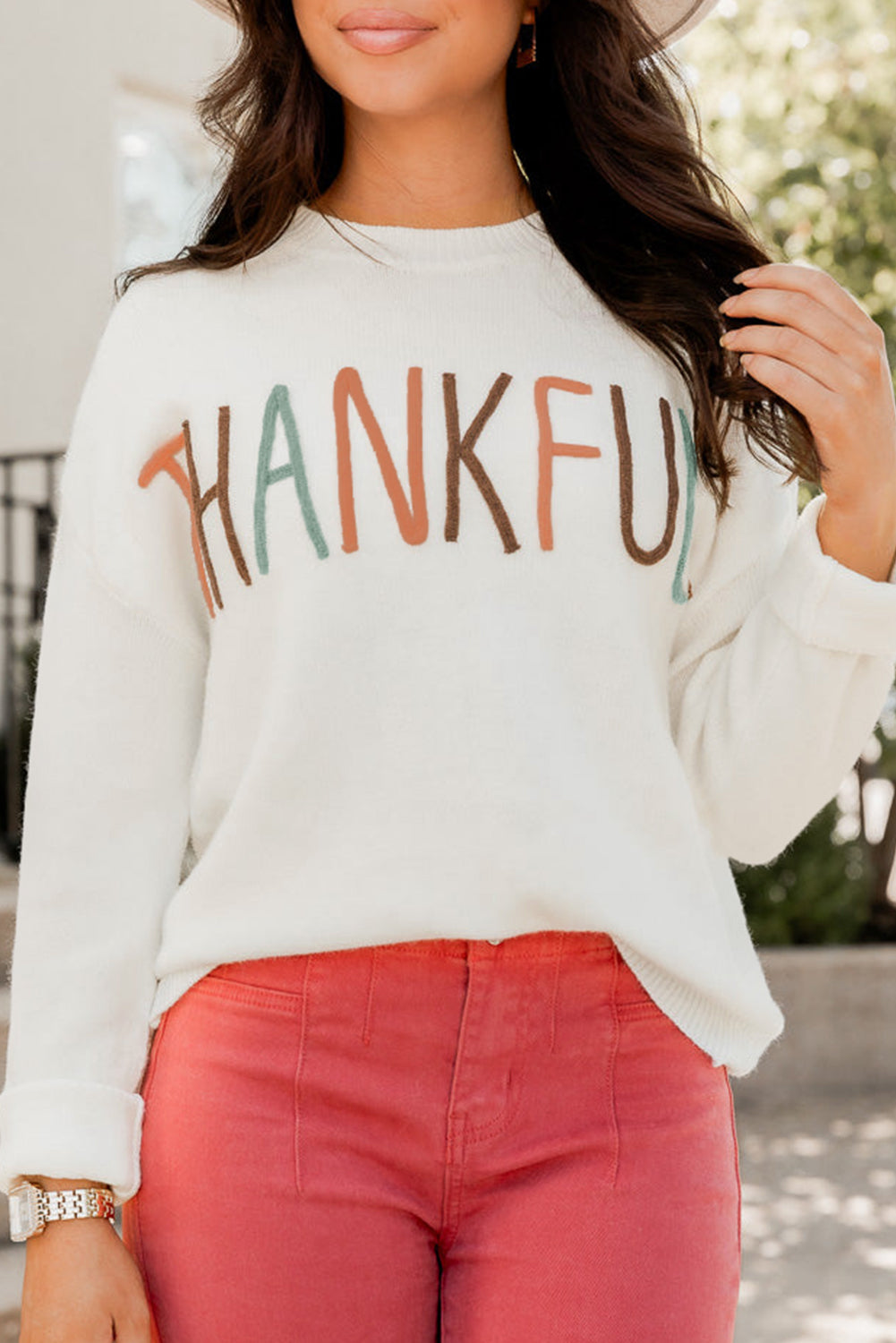 White Thankful Ivory Embroidered Sweater Daisie Boutique