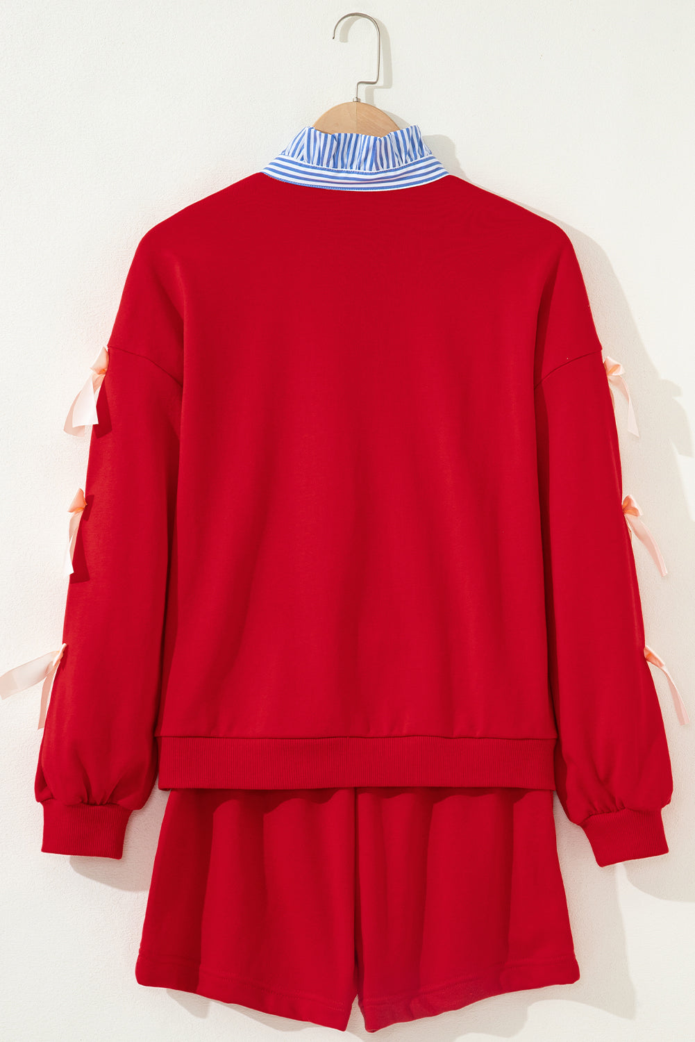 Bow Sweatshirt and Short Set - Red Dear-Lover Dropshipping
