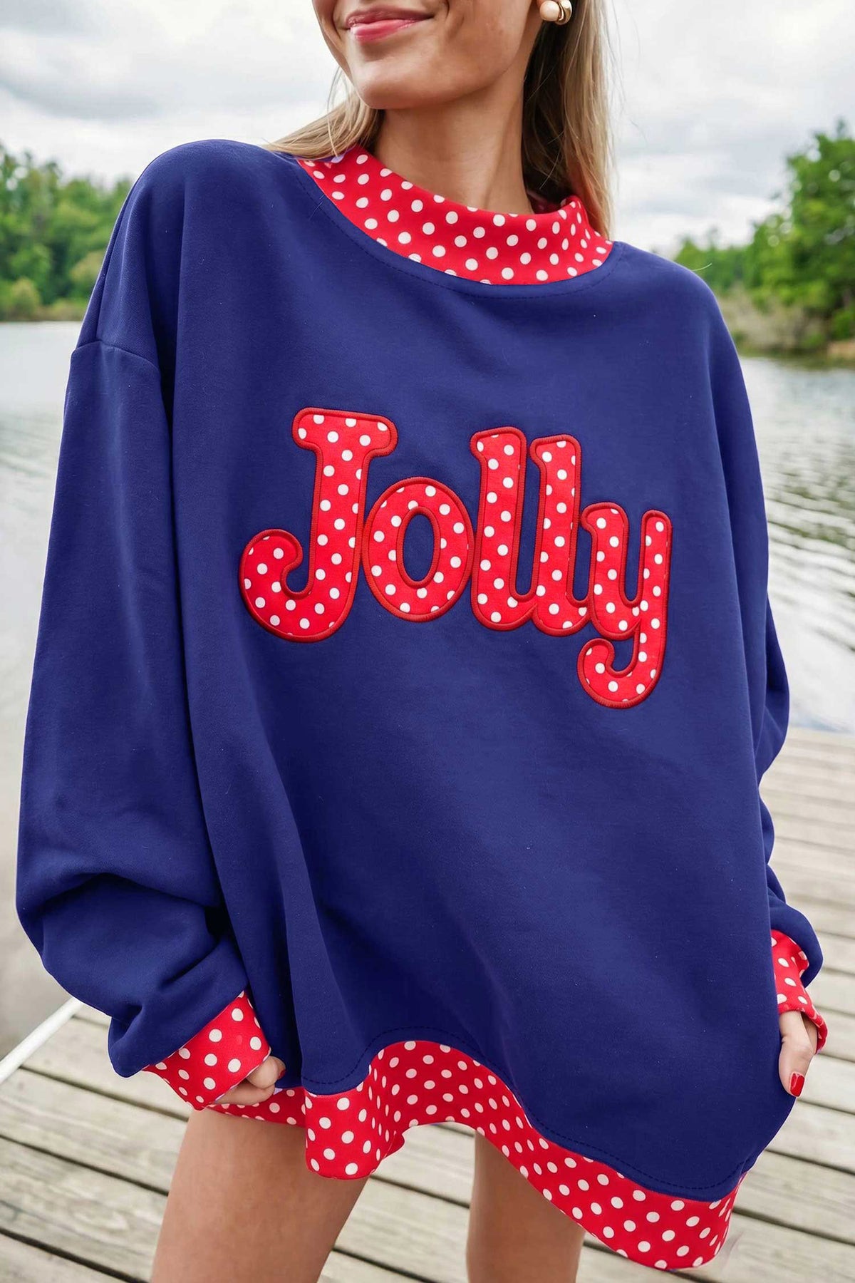 Polka Dot BOO Mock Neck Sweatshirt