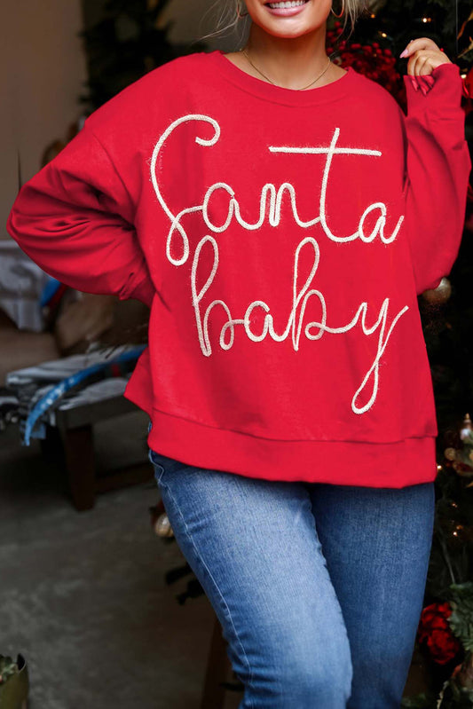 Plus Size Santa Baby Crew Neck Sweatshirt Daisie Boutique