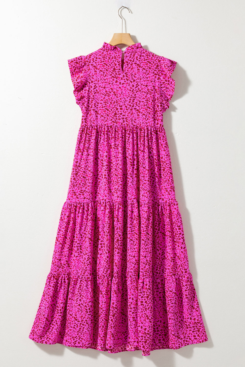 Leopard Print Ruffled Tiered Maxi Dress - Rose Red Daisie Boutique