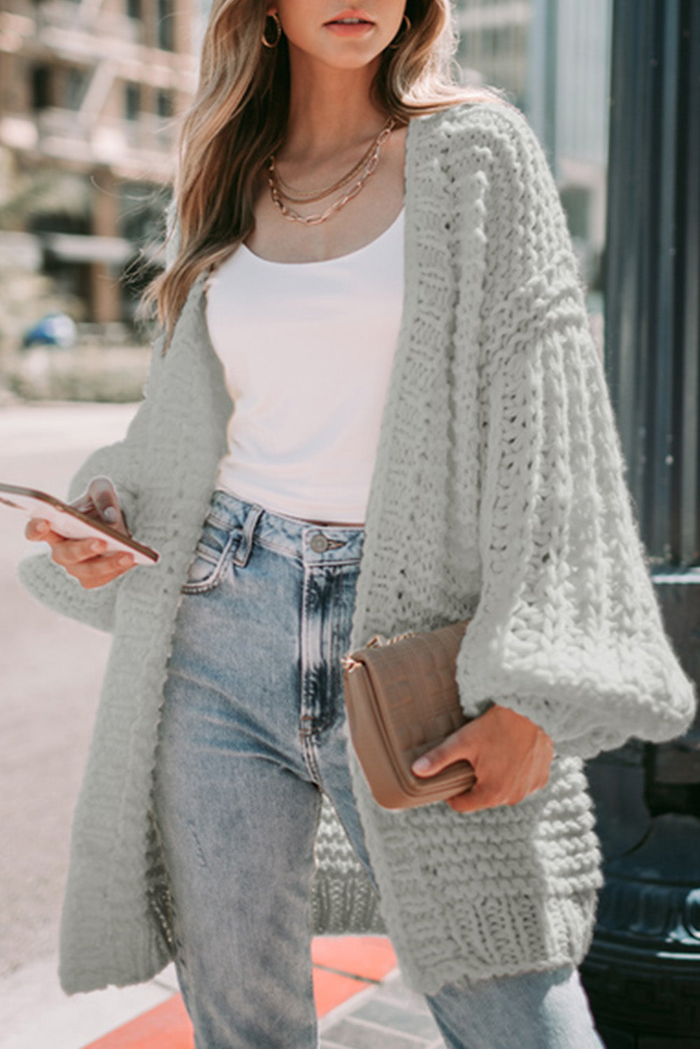 Chunky Oversize Knit Puff Sleeve Cardigan Dear-Lover Dropshipping