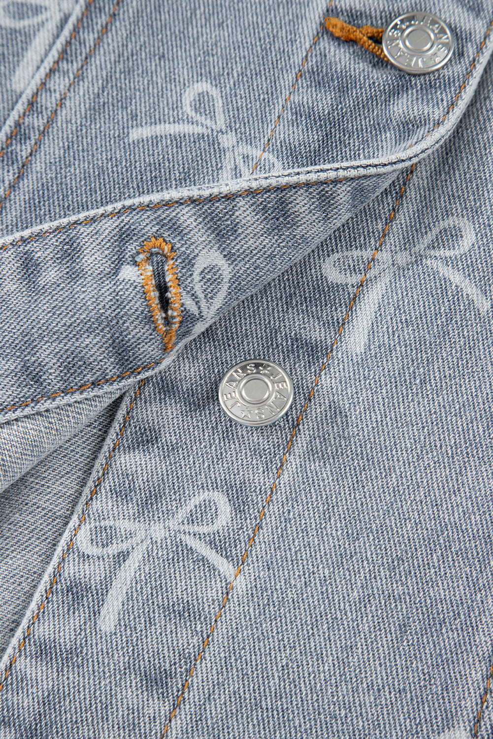 Bow Knot Print Light Wash Raw Hem Denim Jacket Dear-Lover Dropshipping