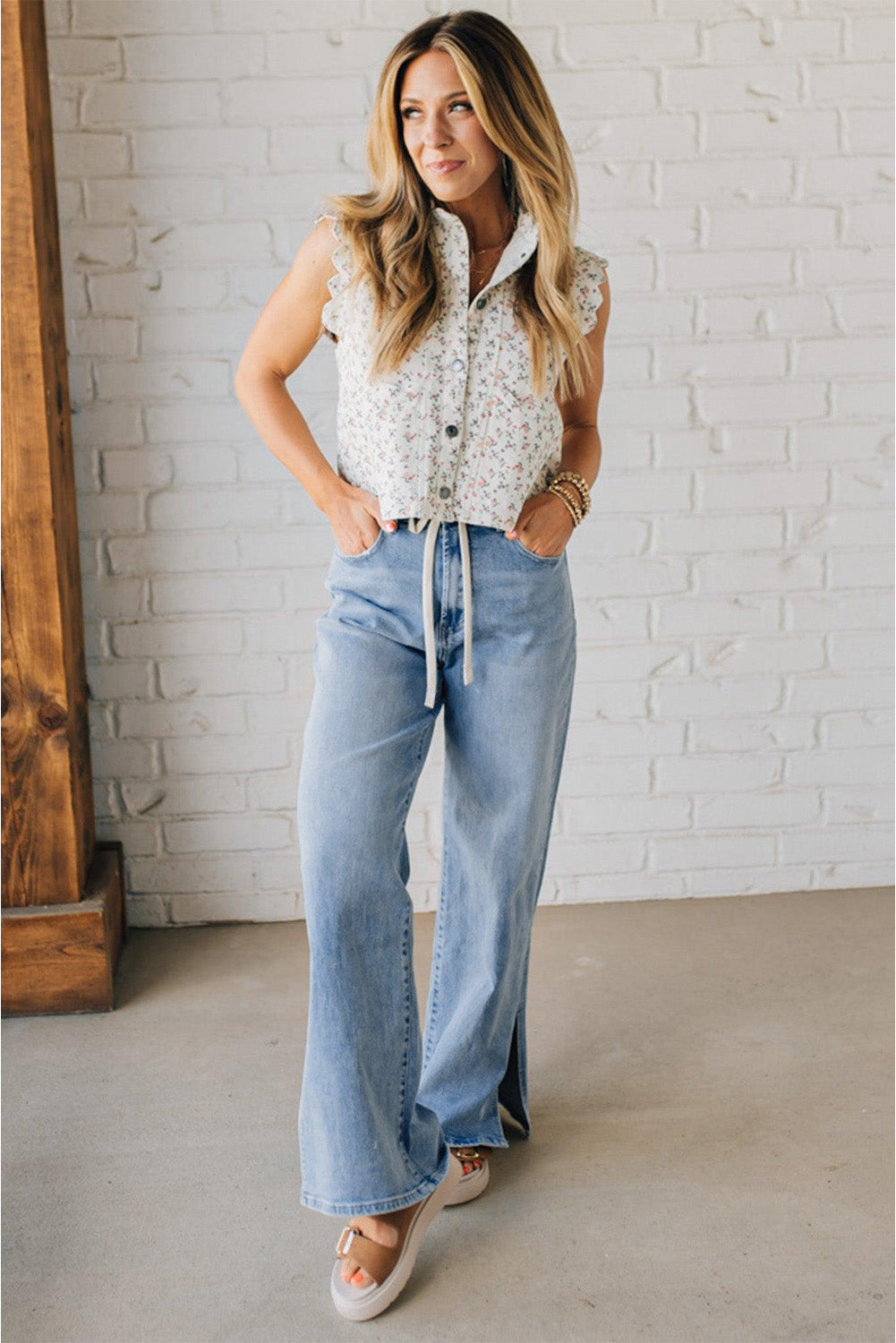 Slit Leg High Rise Drawstring Casual Jeans Dear-Lover Dropshipping