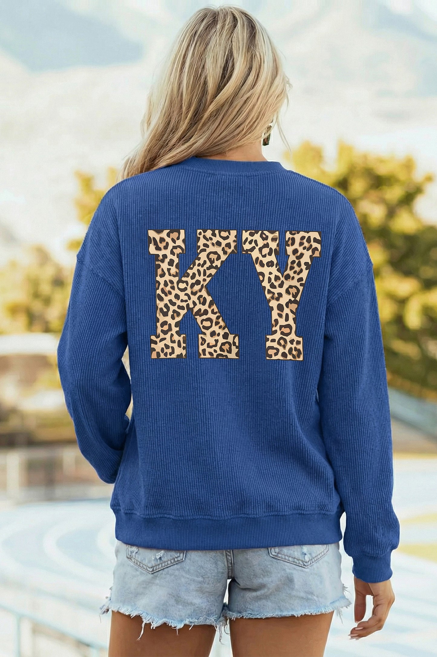 KENTUCKY Leopard KY Sweatshirt - Blue