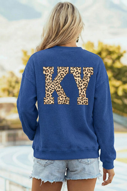 KENTUCKY Leopard KY Sweatshirt - Blue