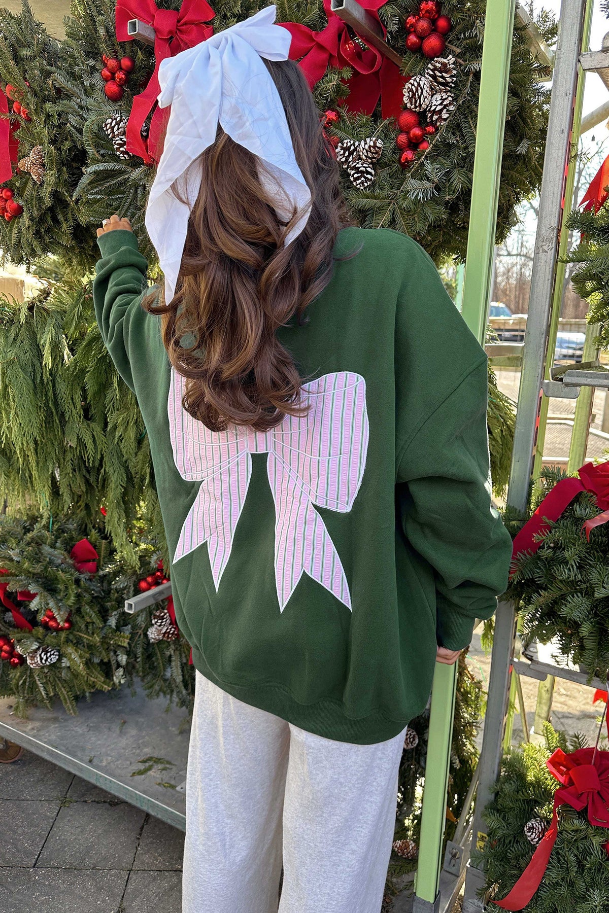 Bow Oversized Sweatshirt - Green