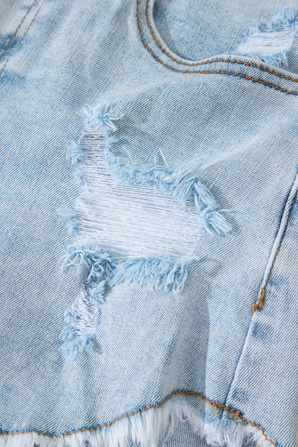 Blue High Rise Distressed Raw Hem Denim Shorts Dear-Lover Dropshipping