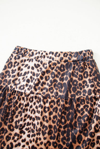 Brown Leopard Tiered Patchwork Mini Skirt Dear-Lover Dropshipping