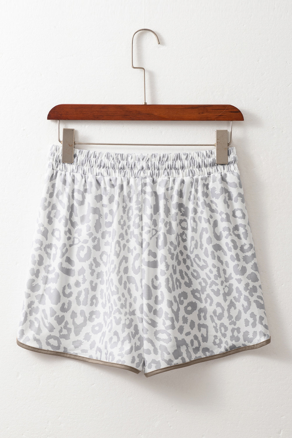 White Leopard Elastic Waist Casual Shorts Daisie Boutique