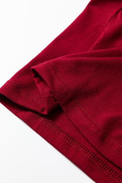 Plus Size Solid Color Asymmetric Neck Short Sleeve Blouse