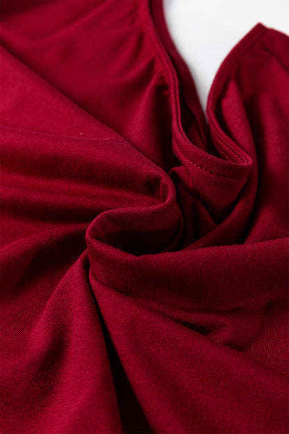 Plus Size Solid Color Asymmetric Neck Short Sleeve Blouse