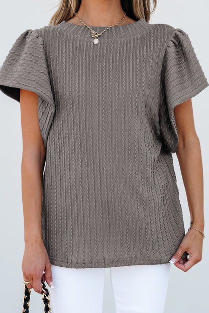 Flutter Sleeve Top - Sleet Gray Daisie Boutique