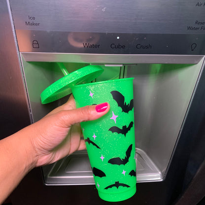 Bat Queen 24 Oz. Sparkly Green Cold Cup Daisie Boutique