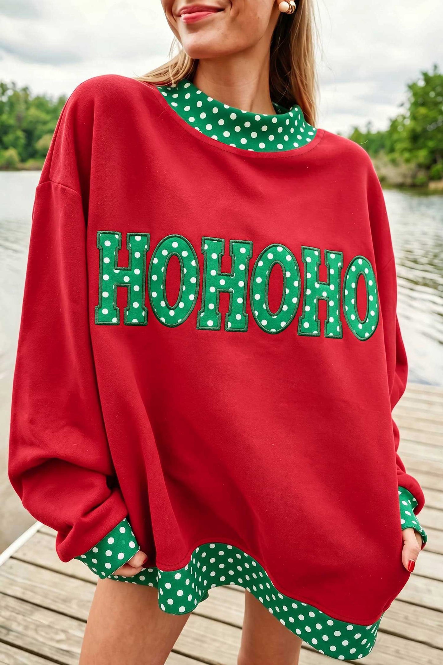 Polka Dot BOO Mock Neck Sweatshirt