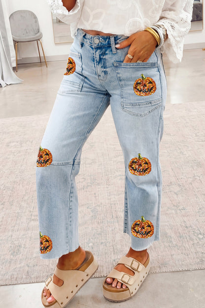 Sequin Pumpkin Patchwork Jeans