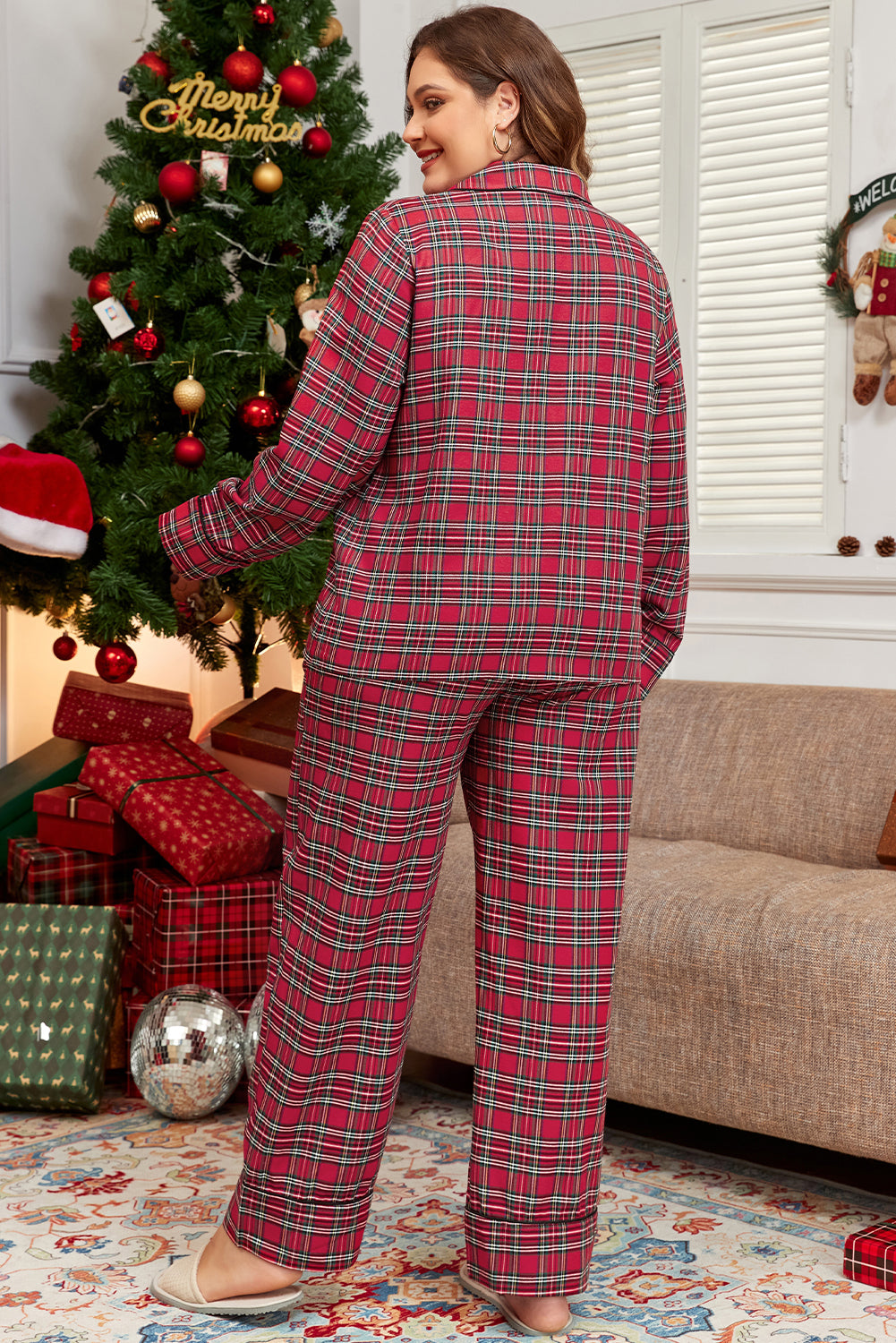 Plus Size Red Plaid Lounge Set Daisie Boutique