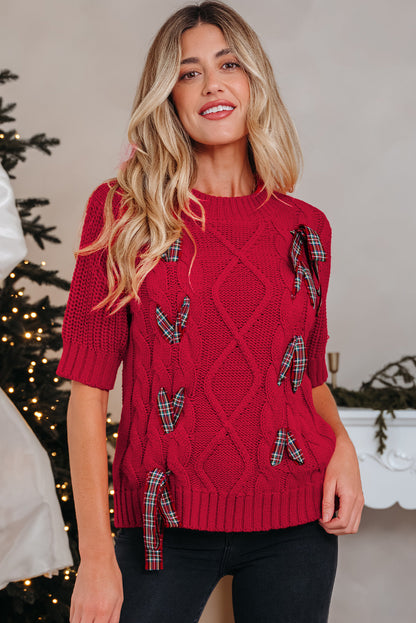 Lace up Holiday Puff Sweater Dear-Lover Dropshipping