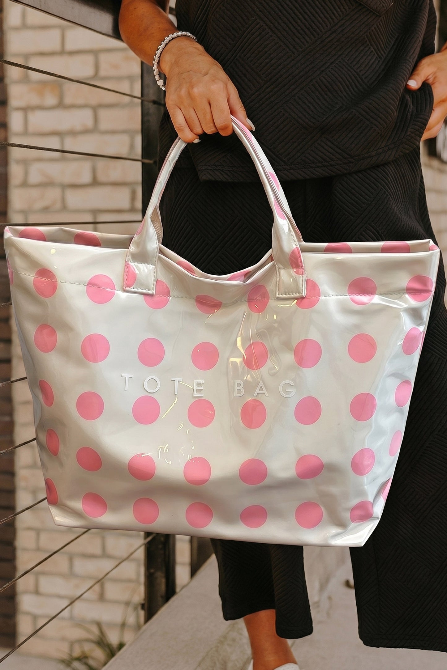 Polka Dot Waterproof PVC Tote Bag