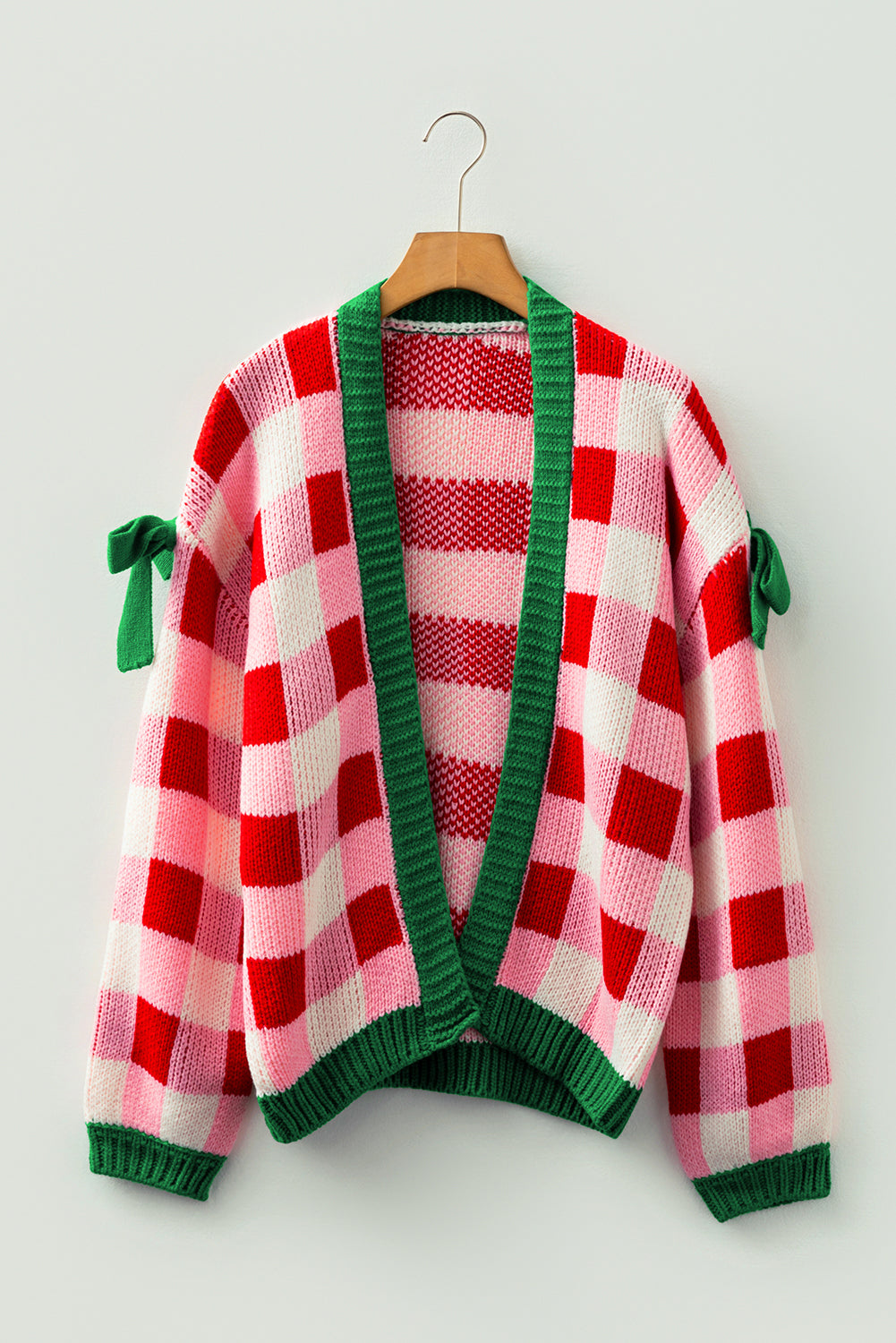 Plaid Knit Bow Cardigan Dear-Lover Dropshipping