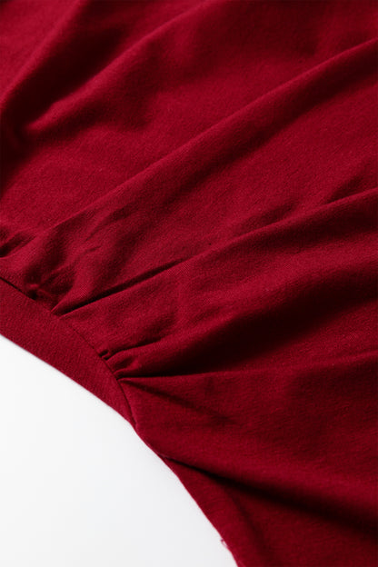 Plus Size Solid Color Asymmetric Neck Short Sleeve Blouse