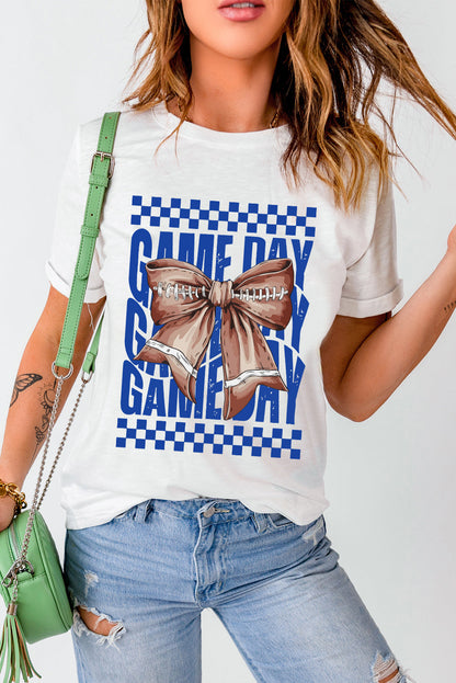 Football Bowknot GAME DAY Graphic Tee Daisie Boutique