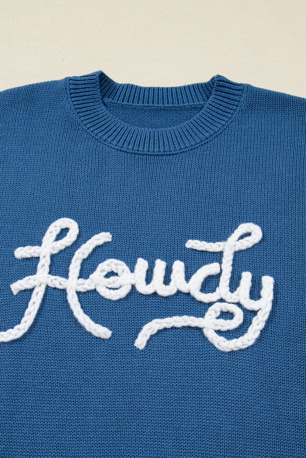 Howdy Embroidered Sweater - Dusk Blue Dear-Lover Dropshipping