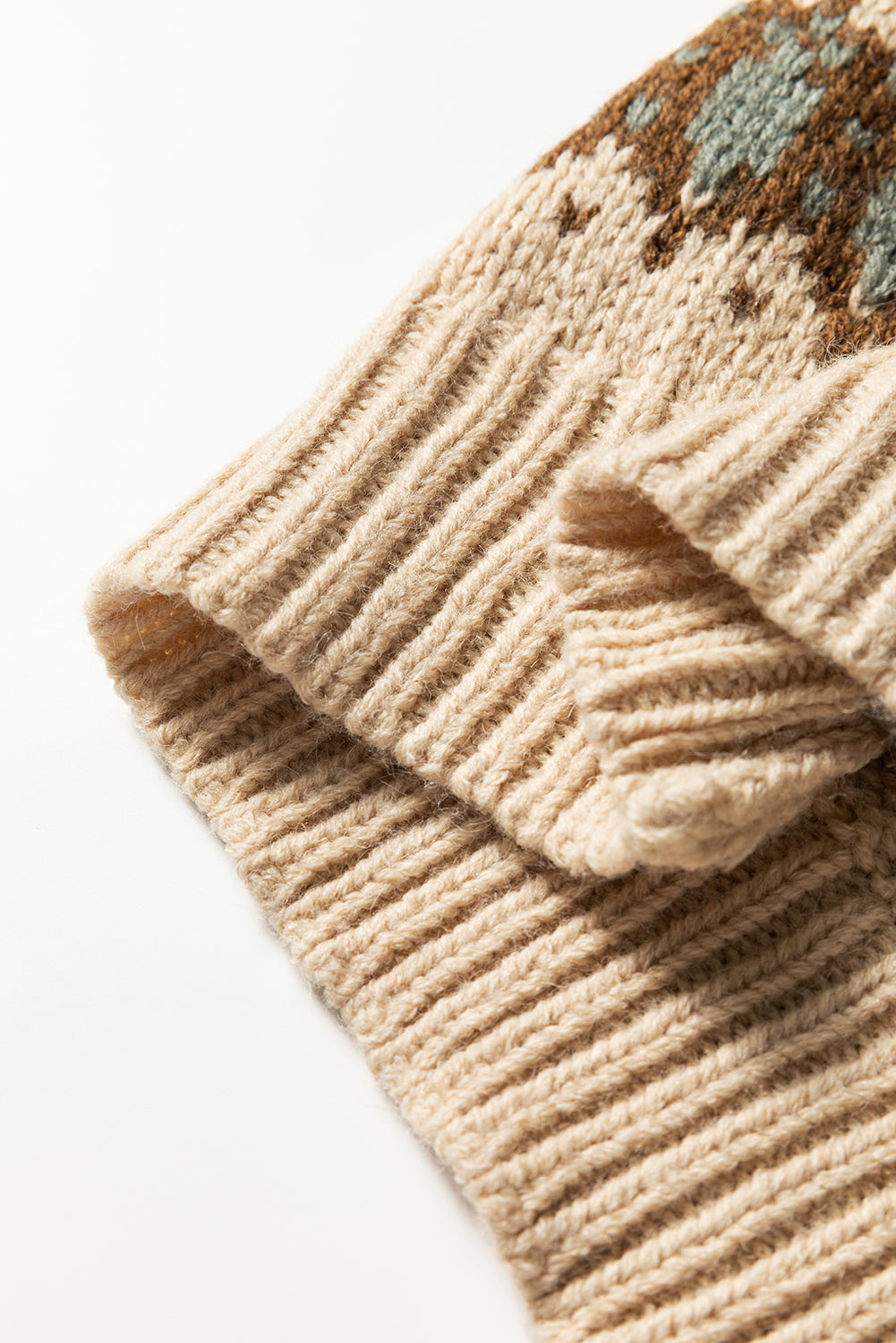 Khaki Patterned Knit Button V Neck Cardigan Sweater Dear-Lover Dropshipping